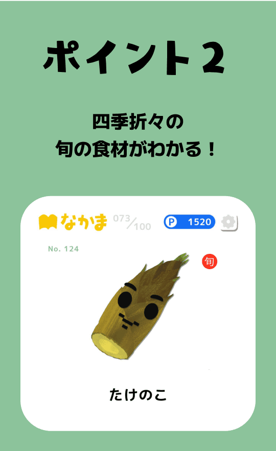 ポイント2 四季折々の旬の食材がわかる！